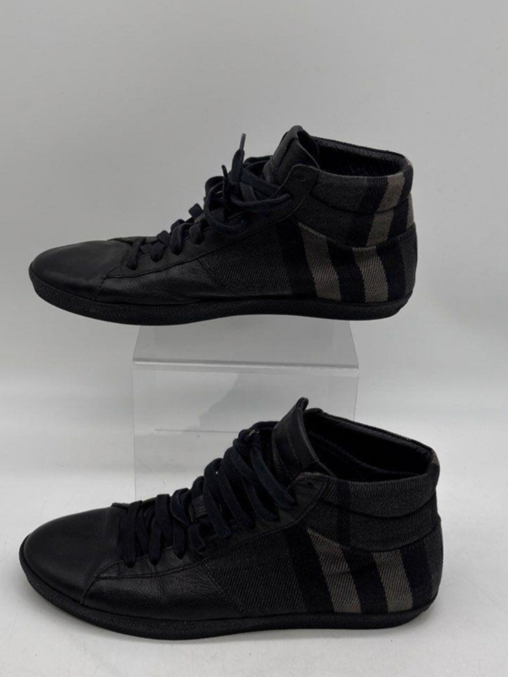 ​NWOT 🔥 LUXURY Burberry Lockhart Black Leather High Top Sneakers Size 41